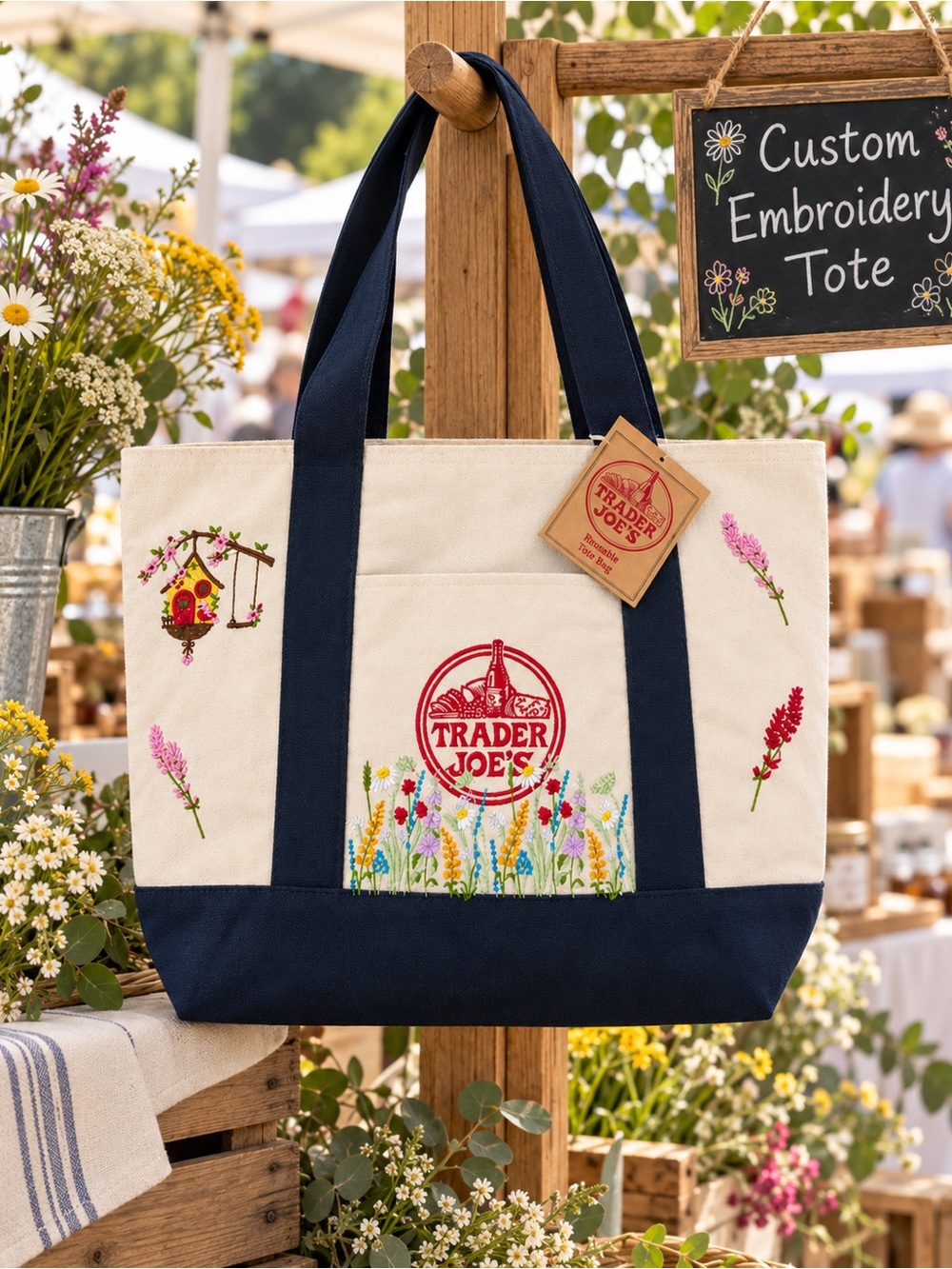 🌷Trader Joe’s Large Canvas Tote NWT